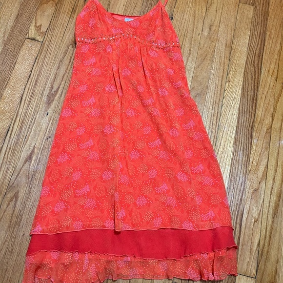 Y2K Fairycore WD NY 100% Silk Orange Embellished Fairly Dress 2piece Size 8 - Picture 3 of 13